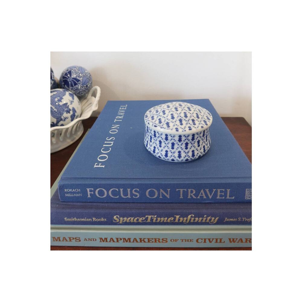 Vintage Designers Collection Holly Hobbie Blue & White Lidded Trinket Box